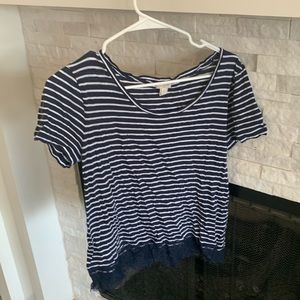 Navy striped j crew shirt